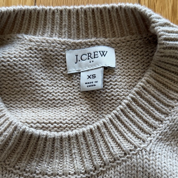 NWOT J. Crew Scallop-Hem Crewneck Sweater in Light Taupe - Picture 2 of 3